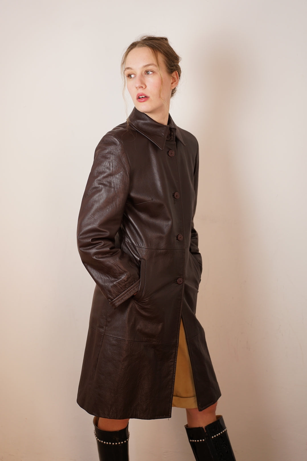Vintage leather overcoat