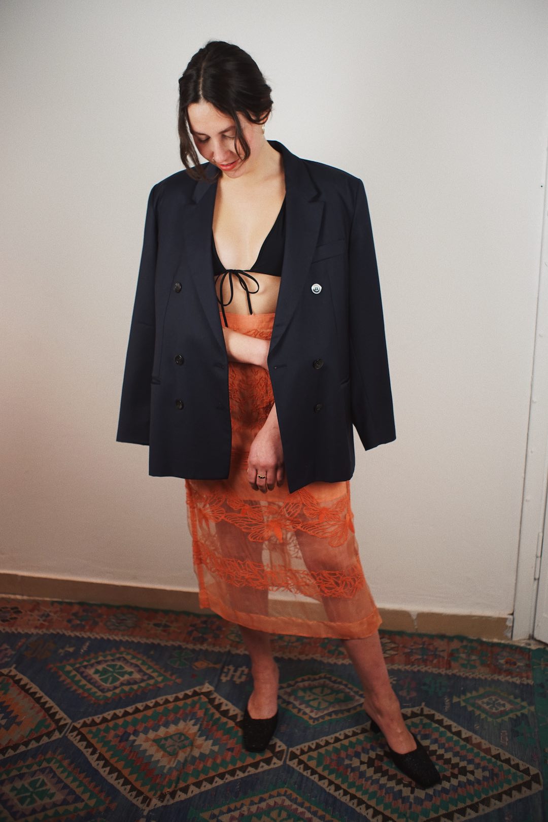 Max Mara embroidered silk skirt