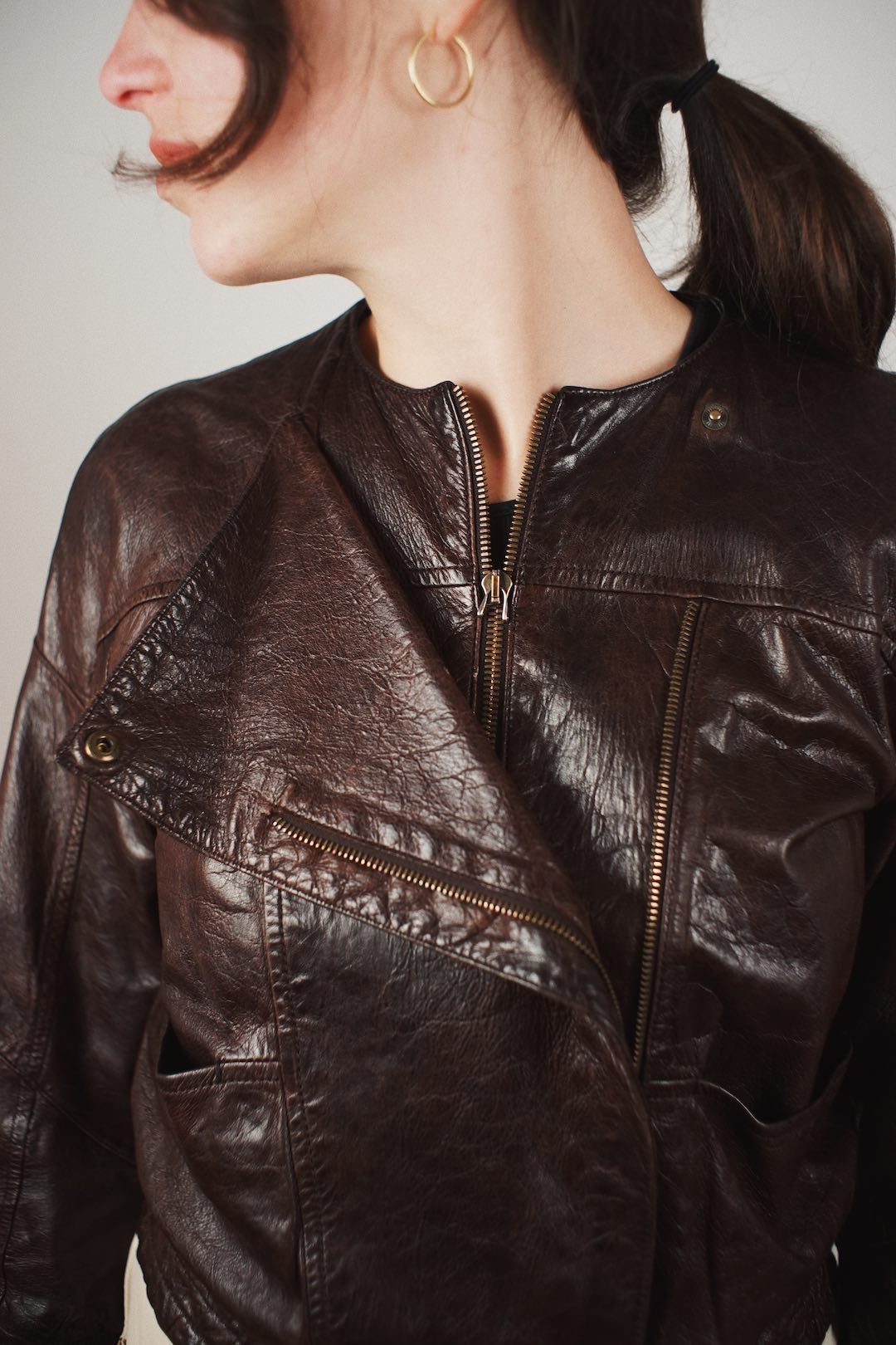 Miu Miu leather bomber jacket.