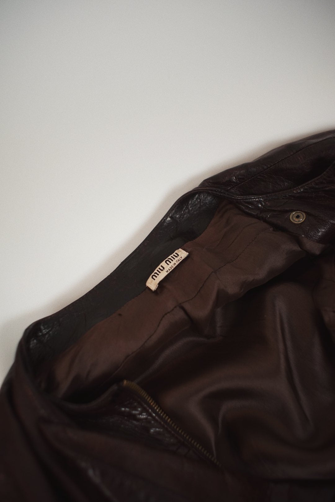 Miu Miu leather bomber jacket.