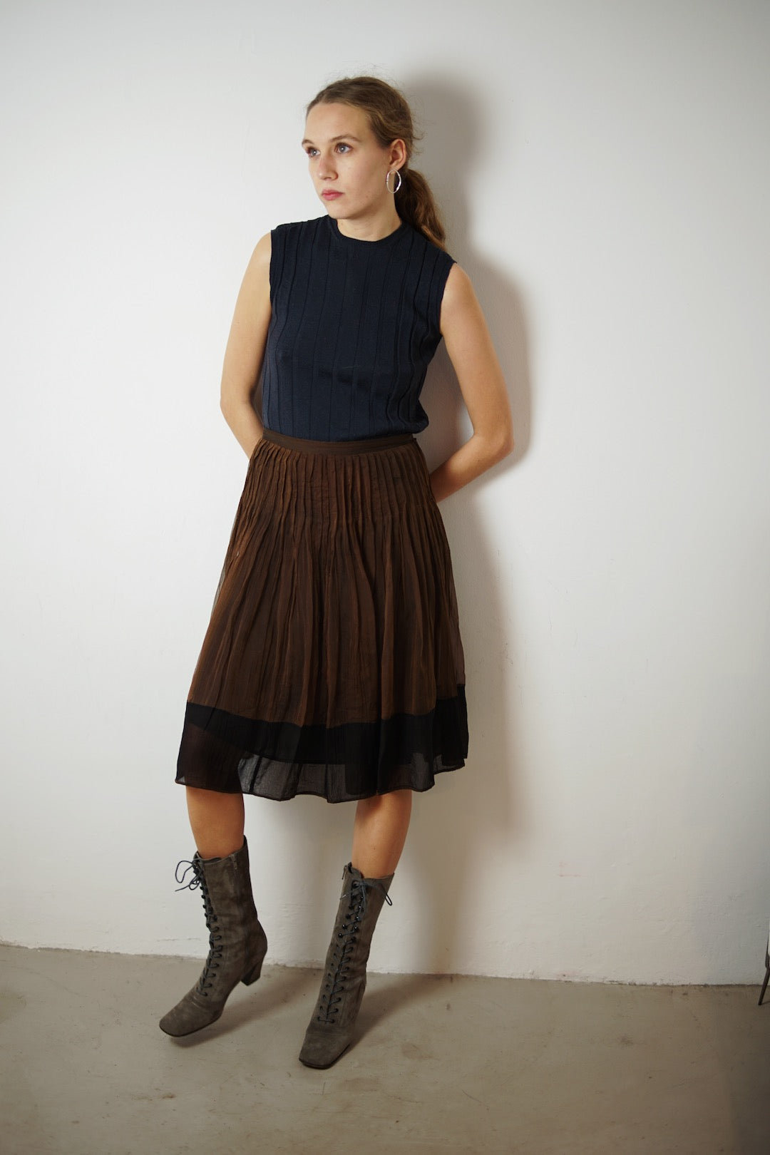 Jil Sander  brown and black skirt